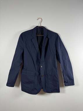 Billy Reid Men's Medium Navy Blue Black Cotton Packable Travel Blazer Sport Coat